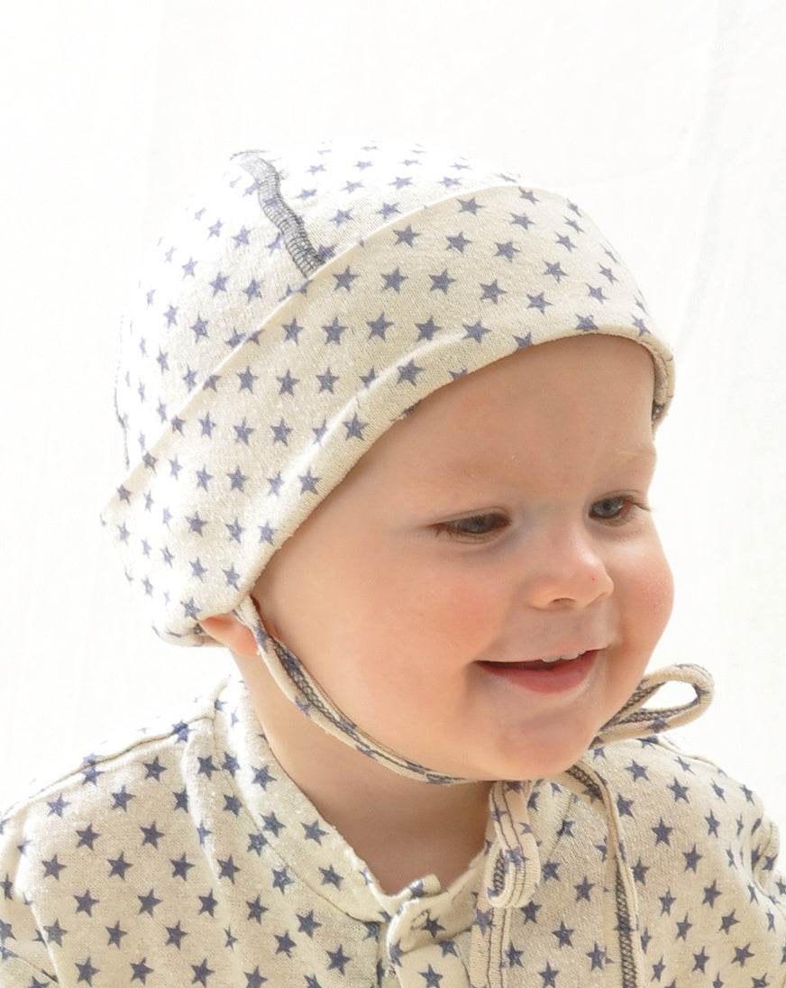 Babymütze - Bouretteseide - natur mit Sternen